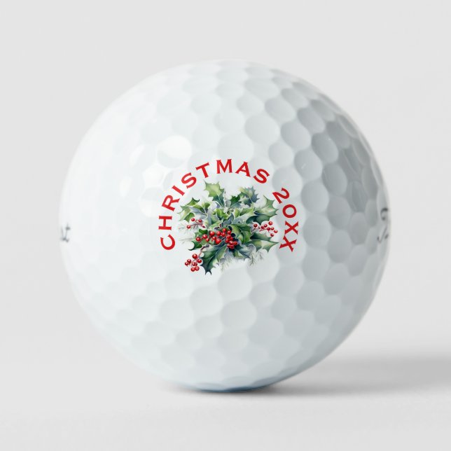 Holly Berries Christmas Custom Golfball (Vorderseite)