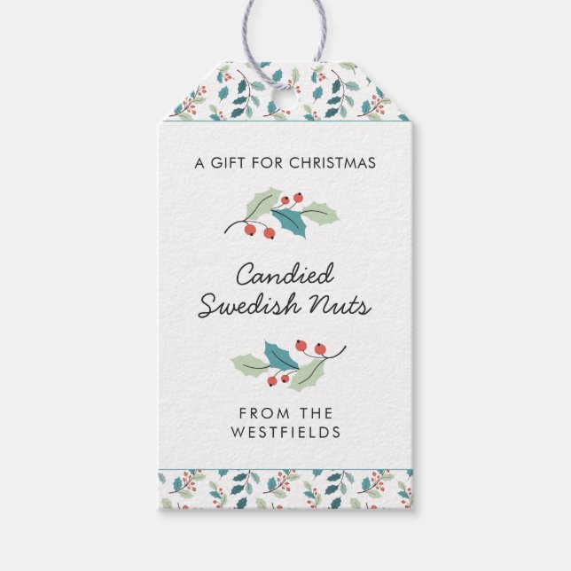 Holly Berries Christmas Theme Food Geschenkanhänger (Vorderseite)