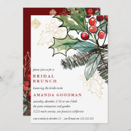 Holly Berries Christmas Wedding Bridal Brunch Einladung