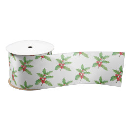 Holly berries Christmas wrapping paper Satinband