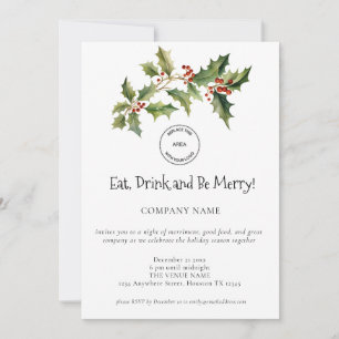 Holly Berries Company Logo Weihnachts-Party Einladung