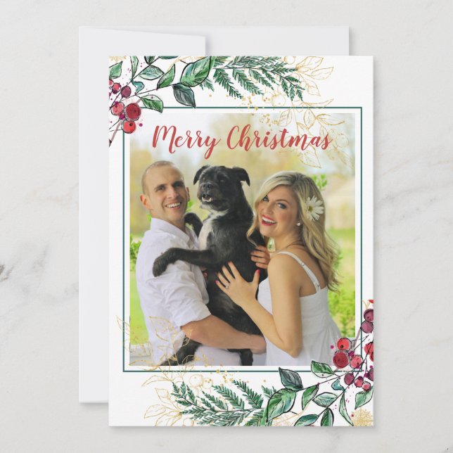 Holly Berries Floral Botanisches Foto Weihnachten (Vorderseite)