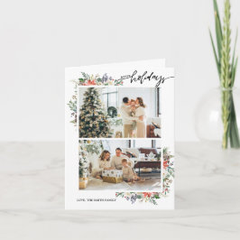 Holly Berries & Floral Season's Greetings 3 Foto Feiertagskarte