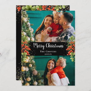 Holly Berries Gold Glitzer Frohe Weihnachten 2 Fot