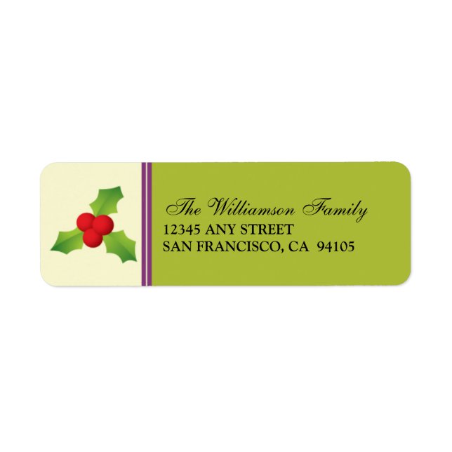 Holly Berries Holiday Address Labels (Limon) (Vorne)