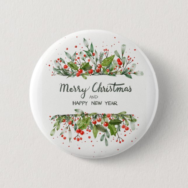 Holly Berries Holiday Button Button (Vorderseite)