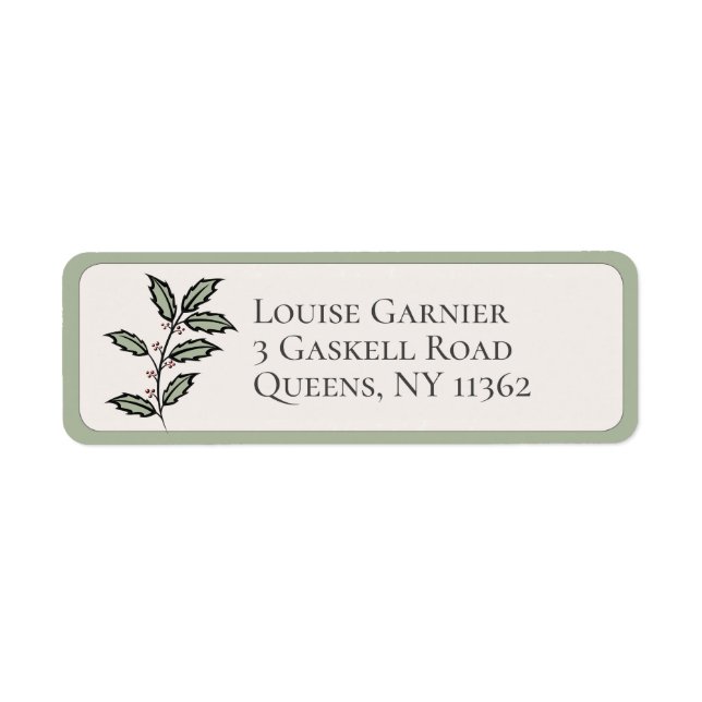 Holly Berries Holiday Green Border Rounded Corner (Vorne)