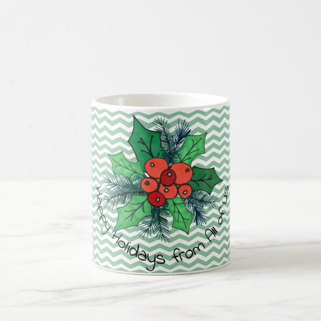 Holly Berries on Zickzack Customizable Kaffeetasse (Mittel)
