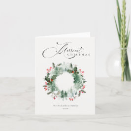 Holly Berries Pine Tree Red Christmas Wreath Feiertagskarte