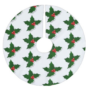 Holly Berries Polyester Weihnachtsbaumdecke