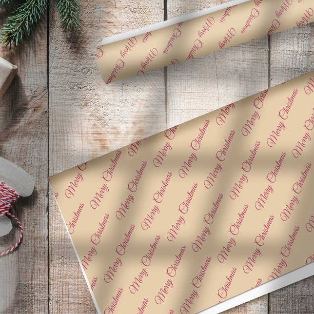 Holly Berries Red on Gold Merry Christmas Seidenpapier (Von Creator hochgeladen)