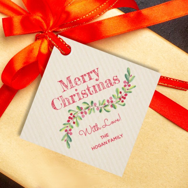 Holly Berries über Ivory Weihnachtsfeiertag Diamon Geschenkanhänger (Von Creator hochgeladen)