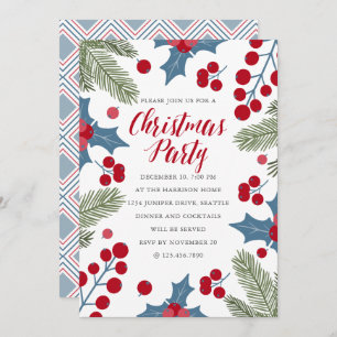 Holly Berries und Ferns Weihnachts-Party Einladung