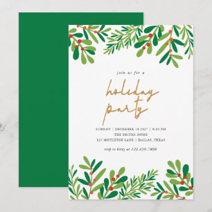 Holly Berries und Ferns Weihnachts-Party Einladung