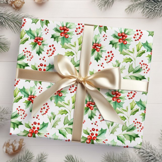 Holly Berries und Foliage Geschenkpapier (Von Creator hochgeladen)