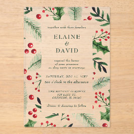 Holly Berries Weihnachtsfest Acryleinladungen