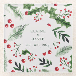 Holly Berries Weihnachtsfest Glasuntersetzer