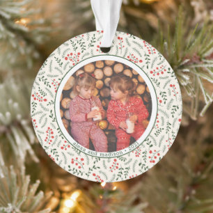 Holly Berries Winter Greenery Foto Names Keramik Ornament