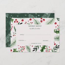 Holly Berries Winter Wedding RSVP Karte