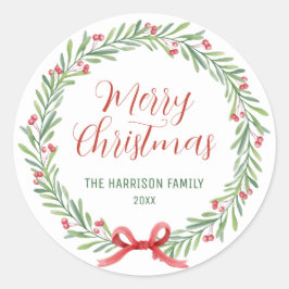 Holly Berries Wreath Greenerity Weihnachten Runder Aufkleber