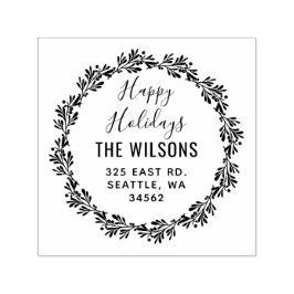 Holly Berries Wreath Holidays Rücksendeadresse Permastempel