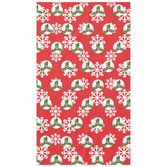 Holly Berry auf Red White Snowflakes Pattern Tischdecke (Vorderseite)