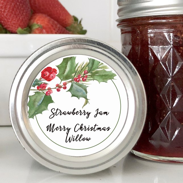 Holly Berry Blank Jar Canning Homemade Runder Aufkleber (Holly Berry Blank Jar Canning Homemade Classic Round Sticker)
