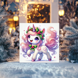 Holly Berry Bliss Unicorn Feiertagskarte