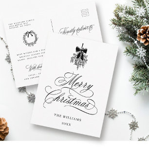 Holly Berry Bouquet Romantische Frohe Weihnachten Postkarte