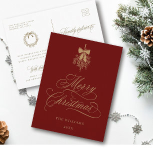 Holly Berry Bouquet Romantische Frohe Weihnachten  Postkarte