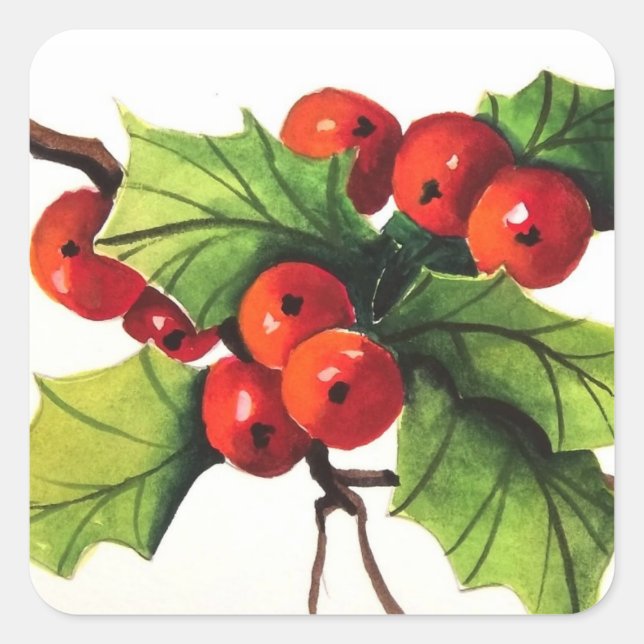 Holly Berry Branch Sticker (Vorderseite)