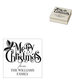 Holly Berry Branches Moderne frohe Weihnachten Gummistempel