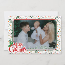 Holly Berry Branches Modernes fröhliches Weihnacht Feiertagskarte