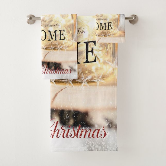 Holly Berry, Candle, Weihnachten Badhandtuch Set (Insitu)