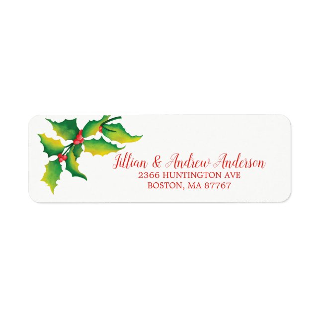 Holly Berry Christmas Address Label (Vorne)