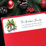 Holly Berry Christmas Bells<br><div class="desc">Das festliche Retourenlabel mit grünem Heiligtum mit Beeren Weihnachtsglocken mit rotem Band. Es ist der perfekte Weg, um Freunden und Familie lassen, wo Sie während der Ferienzeit wohnen. Dieses Label ist sicher, um eine Touch von Urlaub zu Ihrem E-Mail-Fröhlichkeit hinzufügen und von jedem, der es sieht, bemerkt werden.</div>