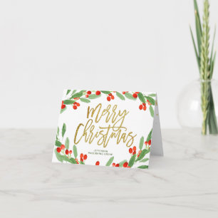 Holly Berry Christmas Corporate Business Holiday Karte