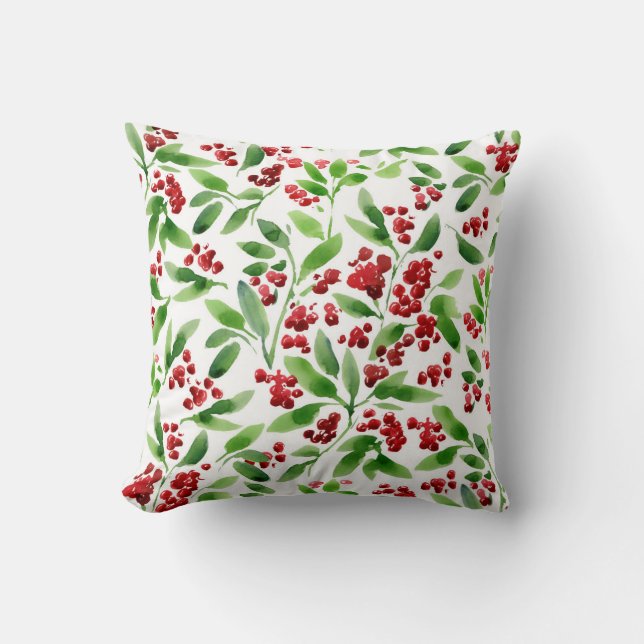 Holly Berry Christmas Pillow Kissen (Vorderseite)