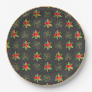 Holly Berry Christmas Plate Pappteller