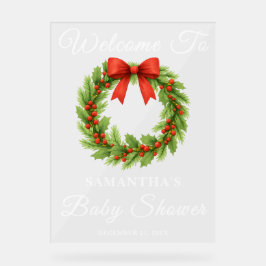 Holly Berry Christmas Wreath Baby Dusche Willkomme Acrylschild