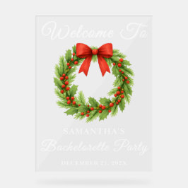 Holly Berry Christmas Wreath Bachelorette Willkomm Acrylschild