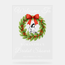 Holly Berry Christmas Wreath Brautparty Willkommen Acrylschild