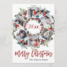 Holly Berry Christmas Wreath FOTO Grußkarte
