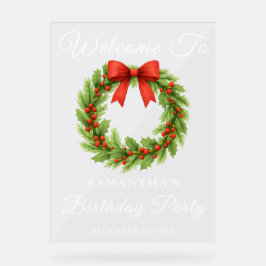 Holly Berry Christmas Wreath Geburtstag Willkommen Acrylschild