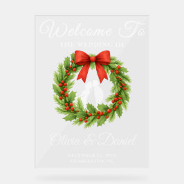 Holly Berry Christmas Wreath Wedding Willkommen Acrylschild
