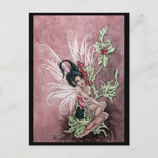 Holly Berry Fee Postkarte (Vorderseite)