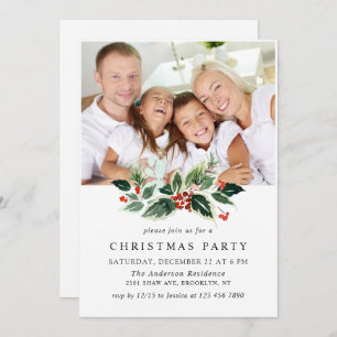 Holly Berry Festival FOTO Holiday Christmas Party Einladung