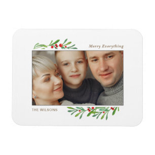 Holly Berry Gold Botanischer Foto Holiday Magnet