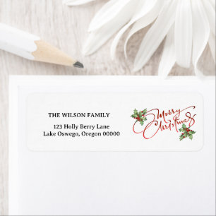 Holly Berry Gradient Red Script Frohe Weihnachten