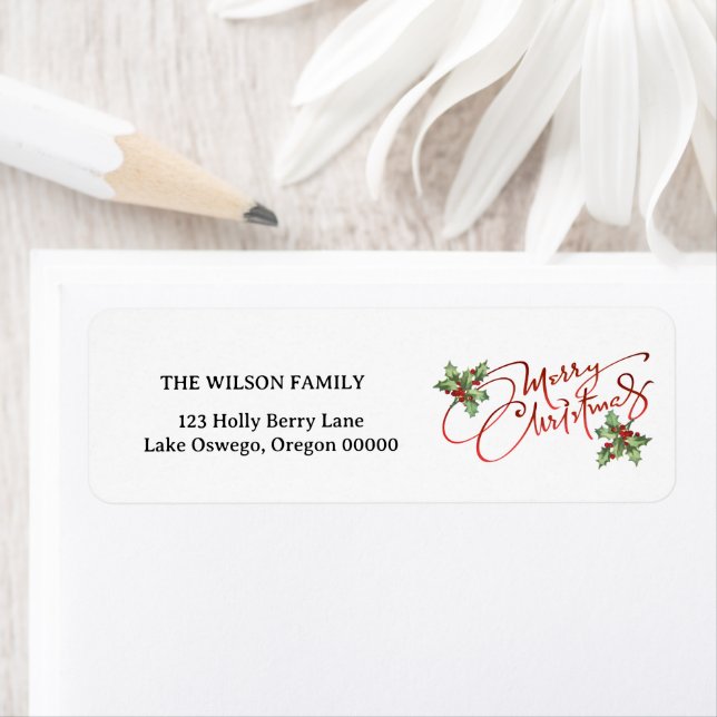 Holly Berry Gradient Red Script Frohe Weihnachten (Insitu)